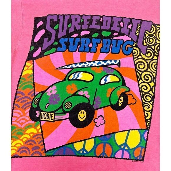 Vintage 1989 Hobie Surfedelic Surf Bug Car T-Shirt Medium Beach Single Stitch - Picture 6 of 12